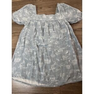 Modern Moments by Gerber Baby Girl Blue Cotton Gauze Toile Dress 24M